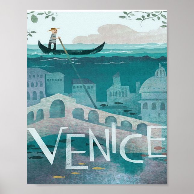 Poster venice Itália, posto retrô de férias de viagem Gon (Frente)