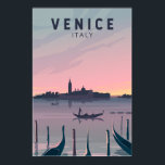 Poster Venice Itália Viagem Vintage Art<br><div class="desc">Vetor de Veneza design. Não tem estradas,  apenas canais - incluindo a via do Grande Canal - alinhados com os palácios Renascentista e Gótico.</div>