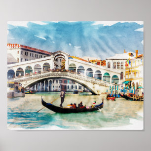 Poster ✪➤ Venice, Italy Watercolor Travel Souvenir Art