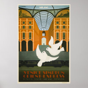Poster Venice Simplon Orient Express Milano Vintage Poste