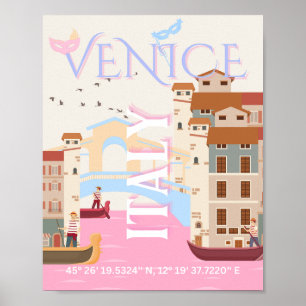 Poster Venice Viagem Art, Itália, Viagem Art