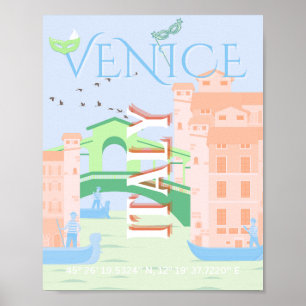 Poster Venice Viagem Art, Itália, Viagem Art