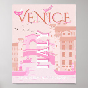 Poster Venice Viagem Art, Itália, Viagem Art, Pastel