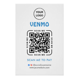 Pôster Venmo QR Code Payment | Scan to Pay Business Logo