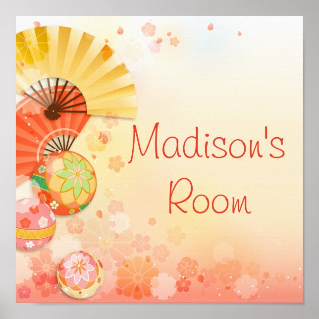 Poster Ventilador Asiático de Texto Personalizado com Flo (Frente)