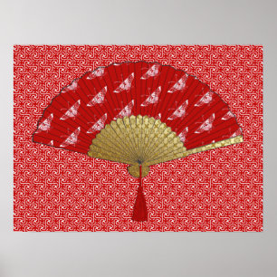 Poster Ventilador Deco - Borboletas, Vermelho Escuro e Br