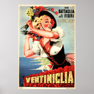 Poster VENTIMIGLIA ITÁLIA Festival Vintage Viagem italian