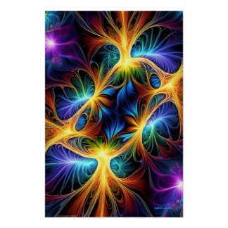 Pôster Ventos Quânticos: Fractal multicolorido AI