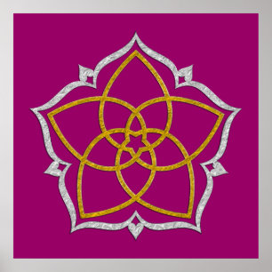 Poster VENUS FLOWER / Venusblume Lotus DOURADO SILVER