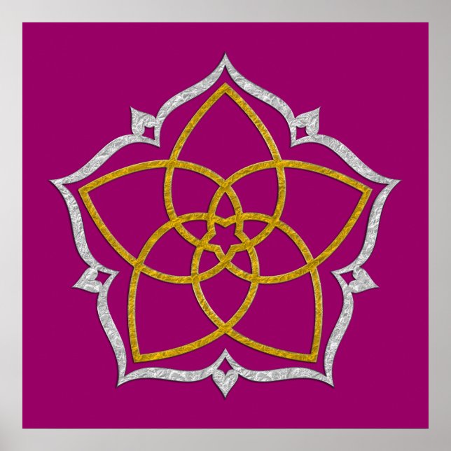 Poster VENUS FLOWER / Venusblume Lotus DOURADO SILVER (Frente)