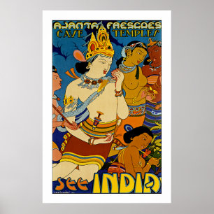 Poster Ver Índia - Frescoes Ajanta