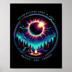Poster Ver Totalidade abril 8 2024 Astronomy Camping Sola