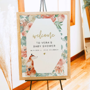 Poster VERA Greenery & Terracotta Floral Fox Baby Welcome