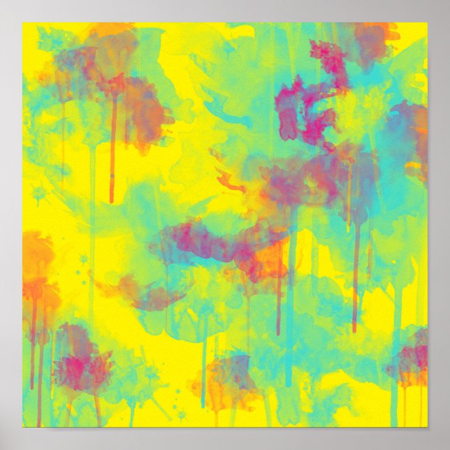 Pôster Verão abstrato Colorido divertido Salpicos de aqua (Frente)