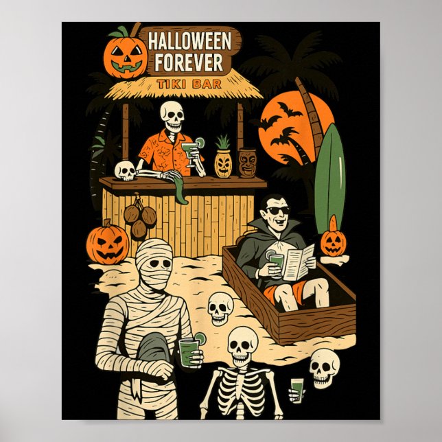 Poster Verão Assustador Halloween Retro Terror de Verão (Frente)