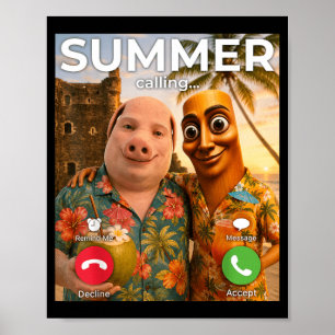 Poster Verão Chamando Piada Havaiana Vibe Tung Sahur Meme
