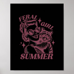 Poster Verão da Menina Feral Panda Lixo Fofa Mapache Verã