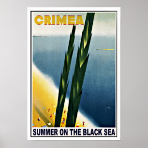 Pôster Verão de Crimeia Rússia no vintage do Mar Negro