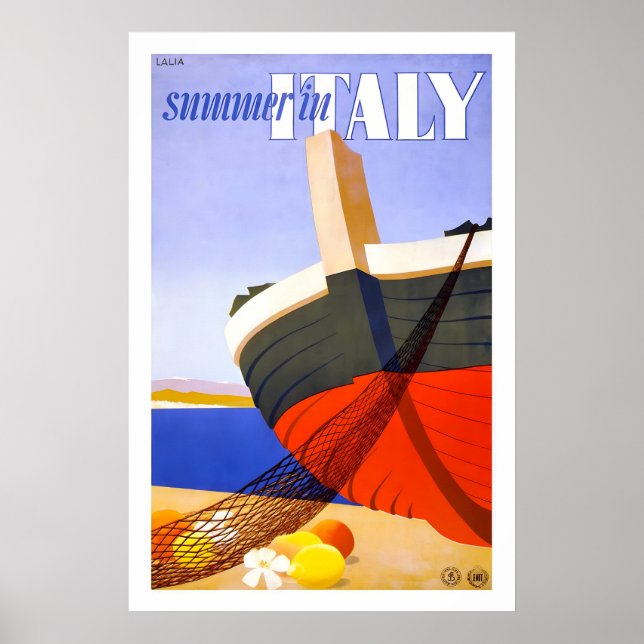 Poster Verão dos anos 50 na Itália - Antiga Costa Marítim (Frente)