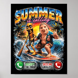 Poster Verão Está Chamando Tung Tung Sahur Surfing Meme