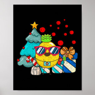 Poster Verão havaiano Sungles Abacaxi Natal engraçado 