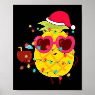 Poster Verão havaiano tropical Natal abacaxi Natal 