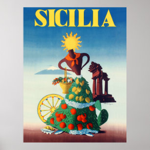 Poster Verão na Sicília, Itália