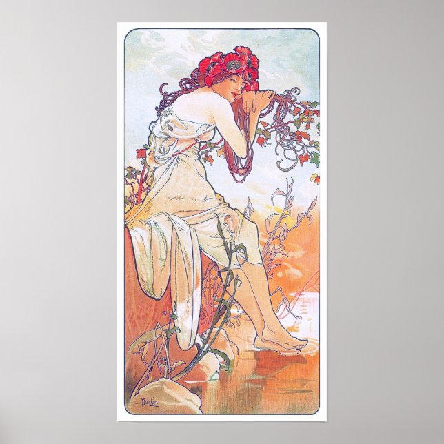 Poster Verão (Quatro Assentos), Alphonse Mucha (Frente)