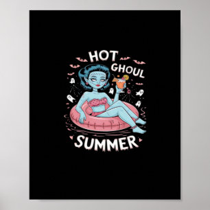 Poster Verão Quente Ghoul Engraçado Praia Verão Halloween