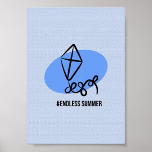 Poster Verão Sem Fim Kite - Praia e Céu Retro Minimalista
