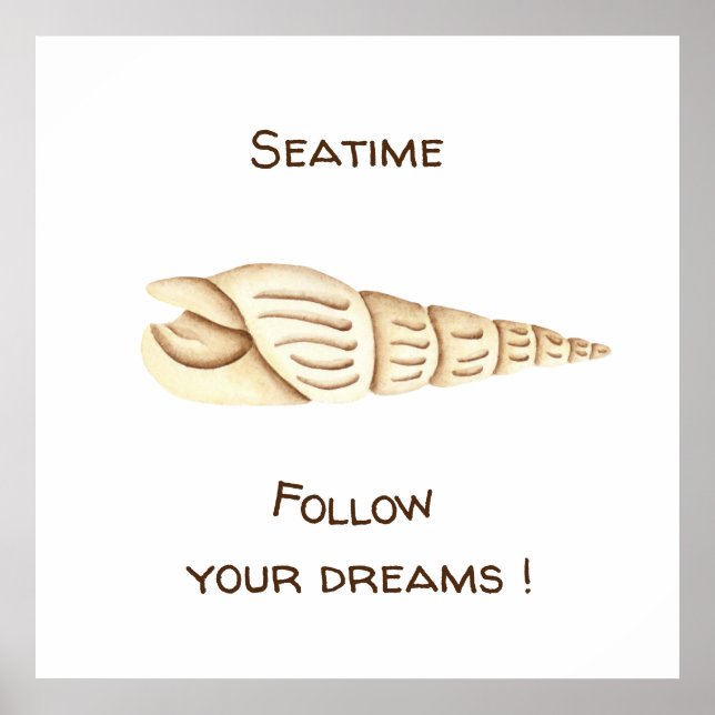 Poster Verão Siga seus sonhos Concha Romântico Fofo Pape (Frente)