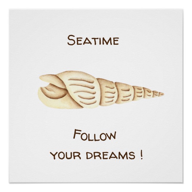 Pôster Verão Siga seus sonhos Shell Romântico Fofo (Frente)