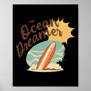 Poster Verão - Sonhador do Oceano Surfando 