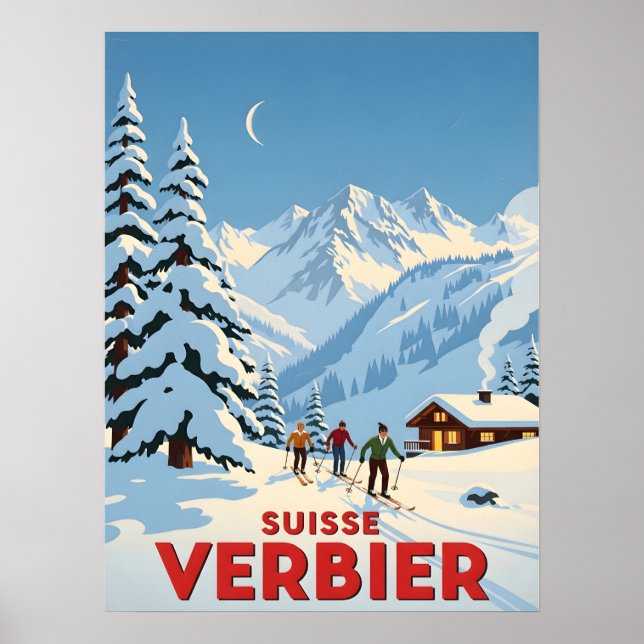 Poster Verbier, Suiça - Alpino Ski Resort (Frente)