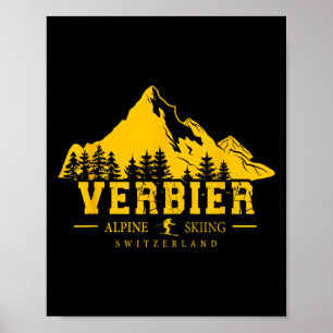 Poster Verbier Suiça Ski Resort Alpino Skiing