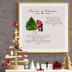Pôster Verdadeiro Amor no Natal Casal Romântico Poema