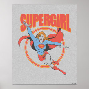 Poster Verdadeiro Gráfico Voador da Supermenina Vintage