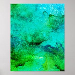 Poster Verde abstrato Divertimento Aquarela Azul