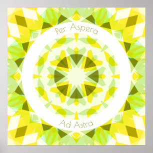 Poster Verde Amarelo Por Aspera Ad Astra Star Motivação