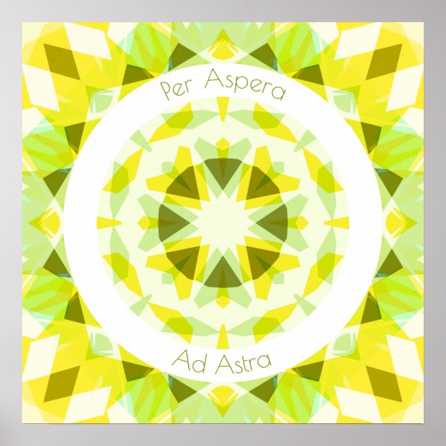 Poster Verde Amarelo Por Aspera Ad Astra Star Motivação (Frente)
