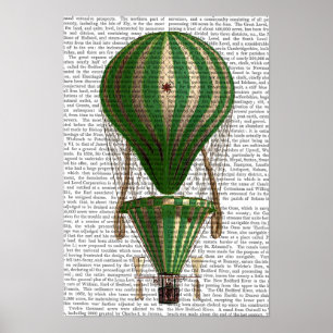 Pôster Verde-balão de ar quente em camadas