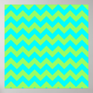Poster Verde claro e Aqua Zigzag