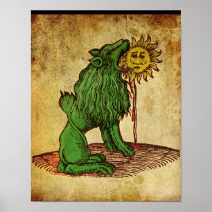 Poster verde da alquimia do leão
