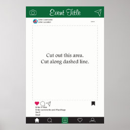 Poster Verde de Quadro de Prop Booth de Foto Preto