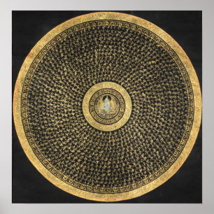 Poster verde de Thangka da mandala de Tara