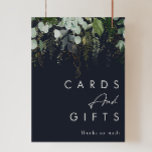 Poster Verde e Folha Dourada | Cartões e presentes Marinh<br><div class="desc">Nós projetamos este verde e folha de ouro | placas de marinho escuras e poster de presentes para completar sua recepção simples, mas elegante. Apresenta folha de eucalipto verde e branca moderna, folhagem de fêmur, flor suculenta e folhas de folha de ouro mínimas. Esses elementos dão a sensação de uma...</div>