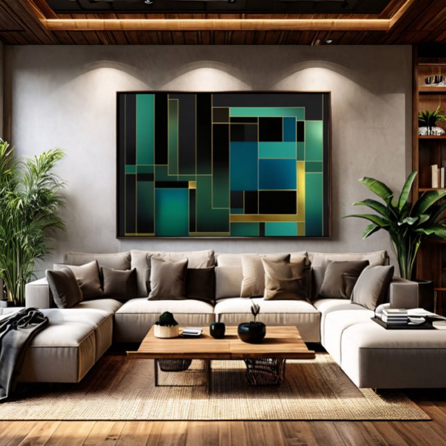 Poster Verde Esmeralda e Dourado Geométrico Abstrato (Criador carregado)