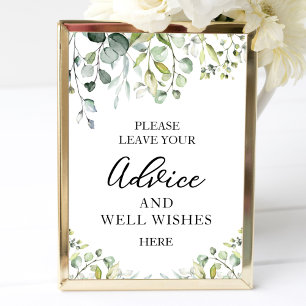 Poster Verde Eucalyptus Advice E Wish Sign