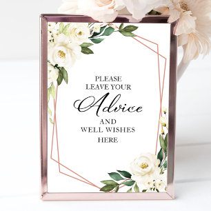 Poster Verde Flores Brancas Aconselham E Bem Deseja Sinal