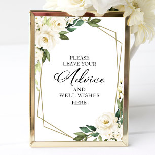 Poster Verde Flores Brancas Aconselham E Bem Deseja Sinal